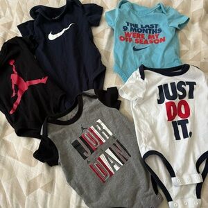 Lot of 5 Jordan Nike baby onesies 6 months